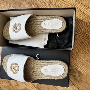 Valentino White and Tan Sandals Elegant Summer Style